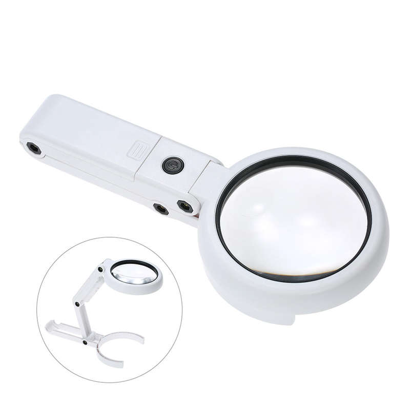 Handheld Portable Foldable Lamp Illuminated Magnifier 5X 11X Magnifying Table 8 LED Lights Loupe Mag