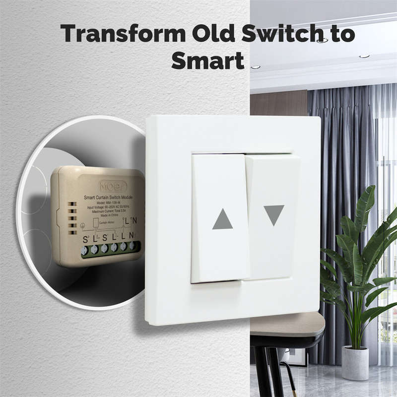 MOES WM-108-M WiFi Tuya Smart Curtain Switch Module 90-250V AC App Remote Motor Steering Calibration