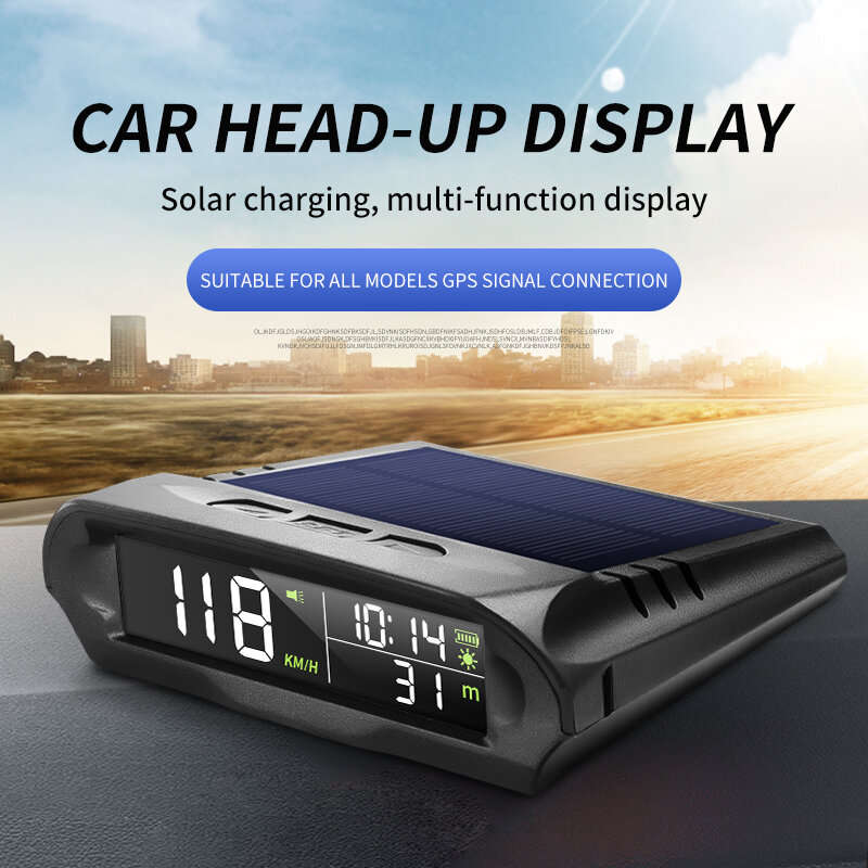 Universal Solar Power Digital GPS Car Speedometer Wireless HUD Display Mph KM/H Speedometer Time Spe
