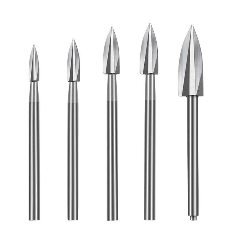 5Pcs Wood Carving Drill Bits HSS Engraving Drill Bit Set Solid Carbide Root Milling Grinder Burr Pre