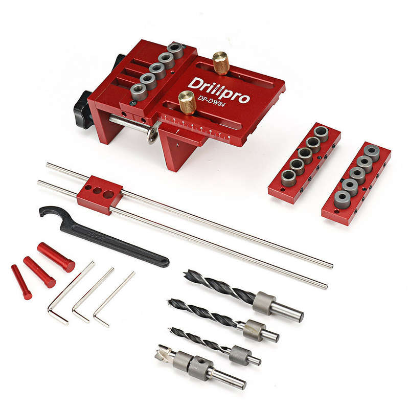 Drillpro 3 in 1 Adjustable Woodworking Doweling Jig Kit Pocket Hole Jig Drilling Guide Locator For F