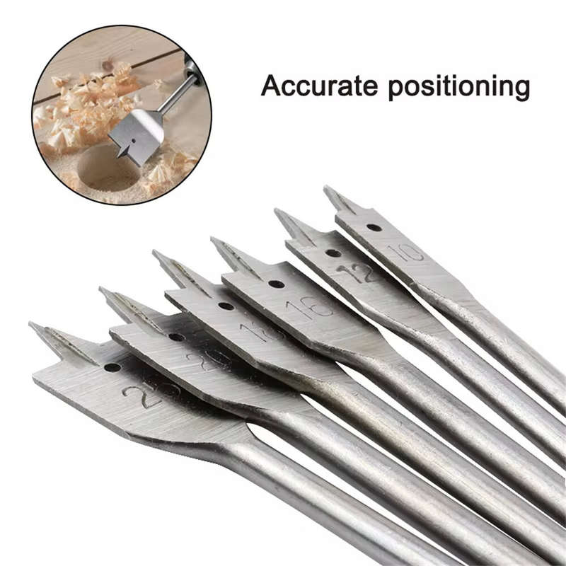 6PCS Three-Pointed Flat Drill Bit Set High Carbon Steel HRC50 Heat Treated Woodworking Tool for Tabl