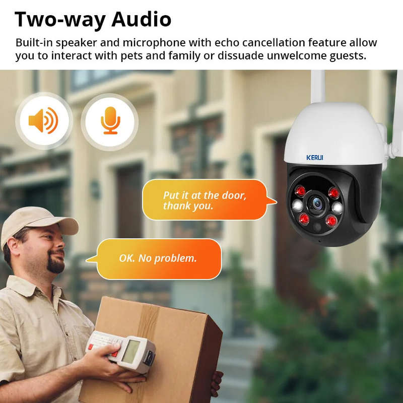 KERUI K268 Tuya 3MP PTZ WiFi IP Wireless Camera Smart Outdoor Home Security 4X Digital Zoom Dome Cam