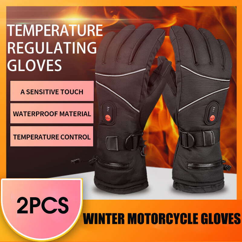 5-Finger Winter Motorcycle Gloves 3 Gears Temperature Adjustment Full Palm Leather Touchscreen Heati
