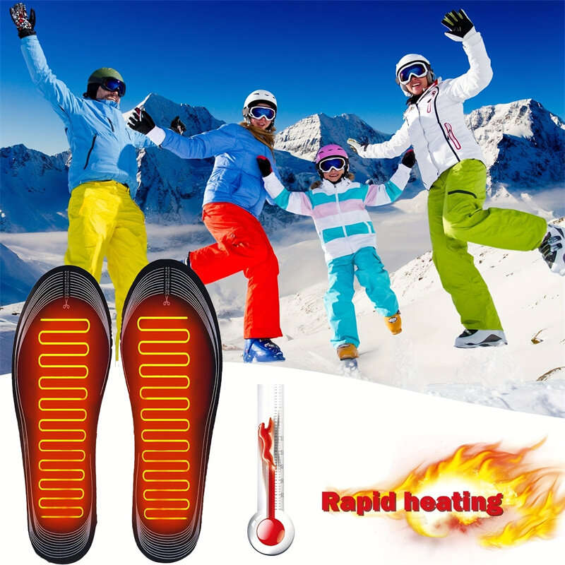 TENGOO 1Pair Electric Heated Insoles Croppable Thermal Comfortable USB Rechargeable Insoles for Wint