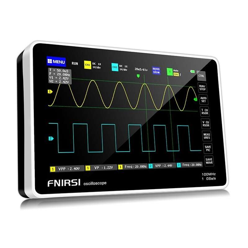 FNIRSI 1013D 7-inch Digital 2 Channels Tablet Oscilloscope 100M Bandwidth 1GS/s Sampling Rate 800x48