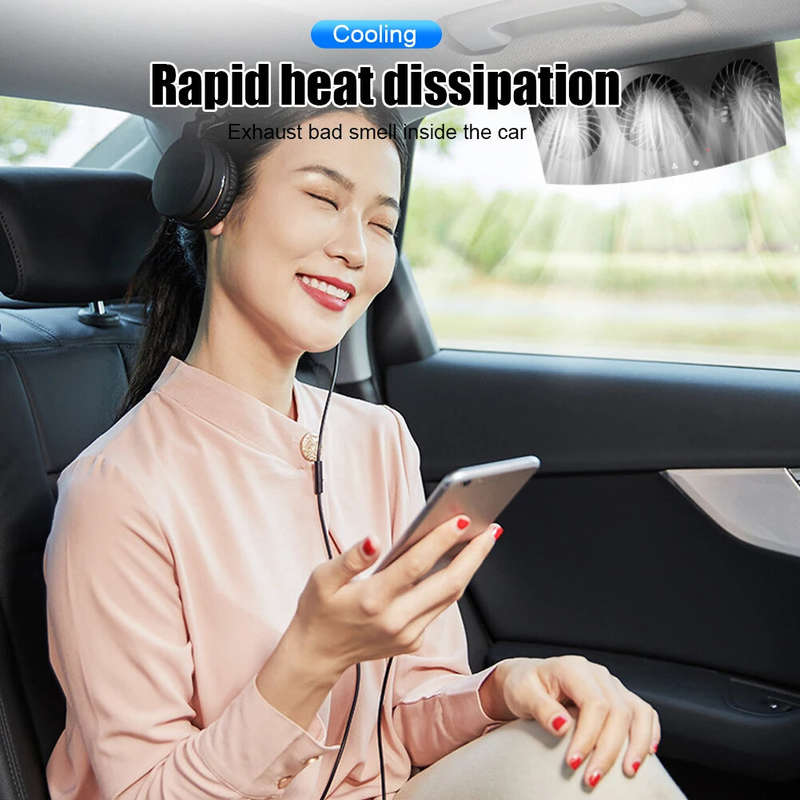 2-Speed Car Exhaust Fan 3-Head Cooling Fan Car Air Purifier Radiator Fan Window Vent Cool Ventilatio