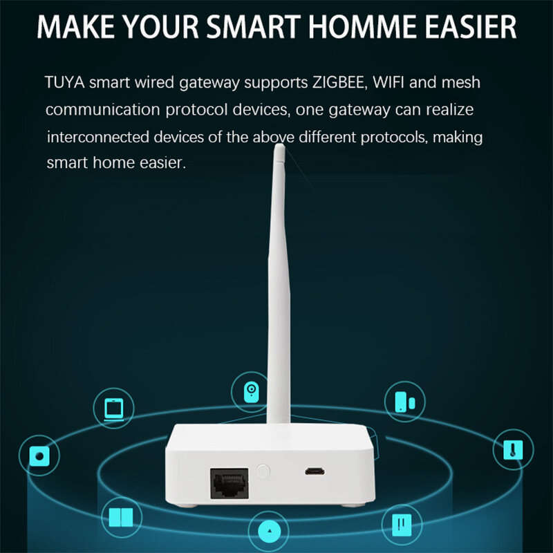 Tuya Zigbee3.0 Smart Hub Wired Gateway with Network Cable Socket Smart Life APP Remote Timing Functi