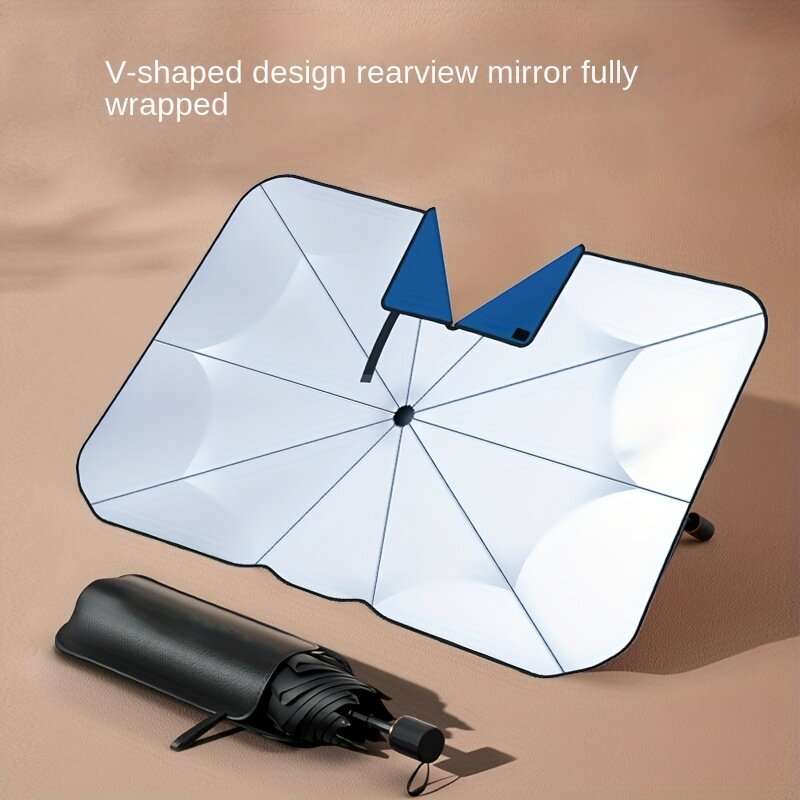 Car Sunshade Umbrella V-neck Telescopic Sun Shield Car Front Windshield Umbrella Sunscreen Insulatio