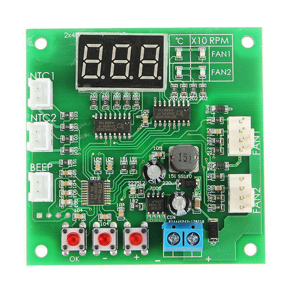 ZHIYU DC 12V 24V 48V 2 Way Cooling PWM 4 Wire Fan Temperature Controller Temperature Speed Display