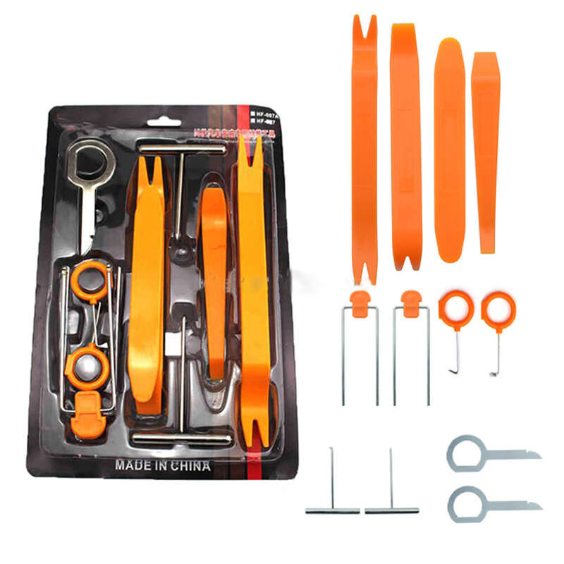12pcs/set Car Radio Door Clip Panel Trim Dash Audio Removal Open Installer Pry Tool For Auto Vehicle