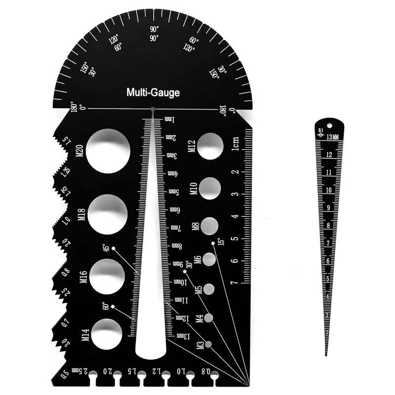 2PCS Aluminum Alloy Metric/Imperial Nut and Bolt Thread Checker Bolt Size and Thread Identifier Gaug