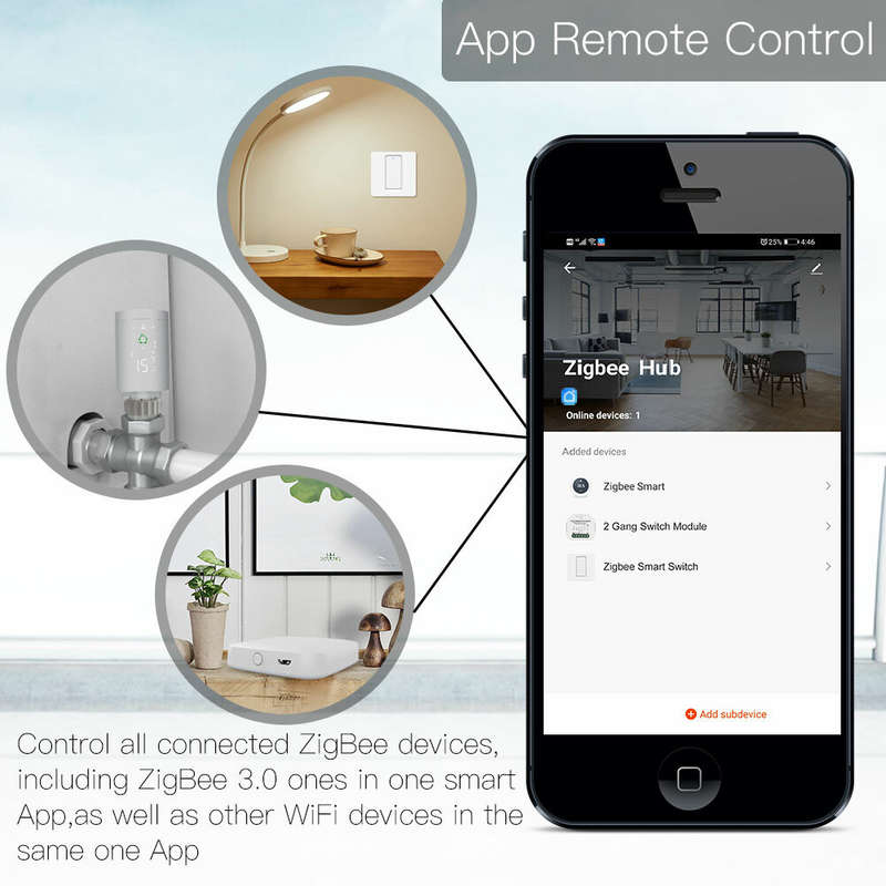 MoesHouse ZB-HUB Wireless Tuya ZigBee3.0 Smart Gateway WiFi Hub Work with Tuya Smart App Voice Contr