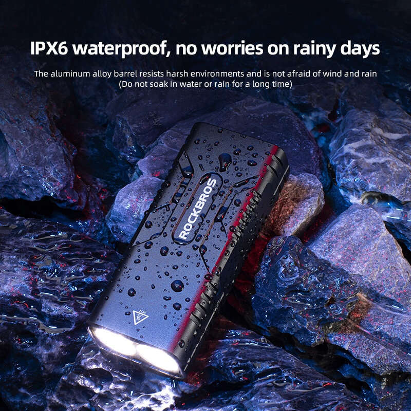 ROCKBROS Power Bank Bike Headlight 850Lm Lumens 10000mAh Battery Type-C Rechargeable IPX6 Waterproof