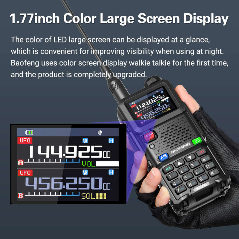 Baofeng UV-5RH PRO GPS Walkie Talkie Multi Band Wireless Copy Frequency NOAA Long Range Two Way Ham