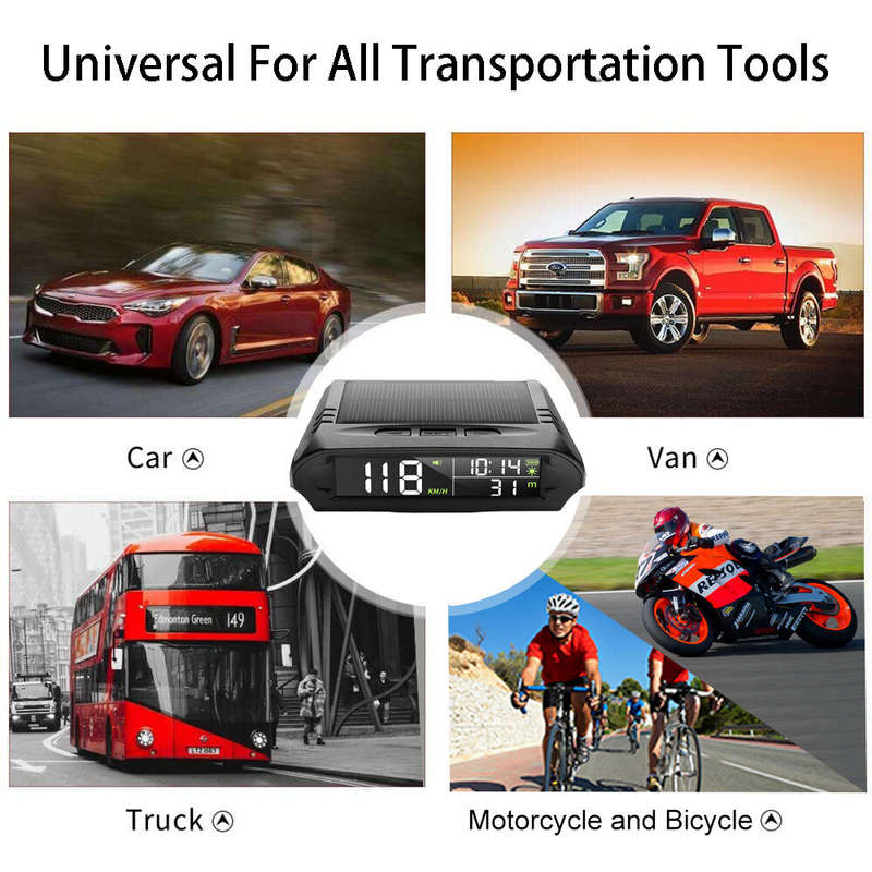 Universal Solar Power Digital GPS Car Speedometer Wireless HUD Display Mph KM/H Speedometer Time Spe