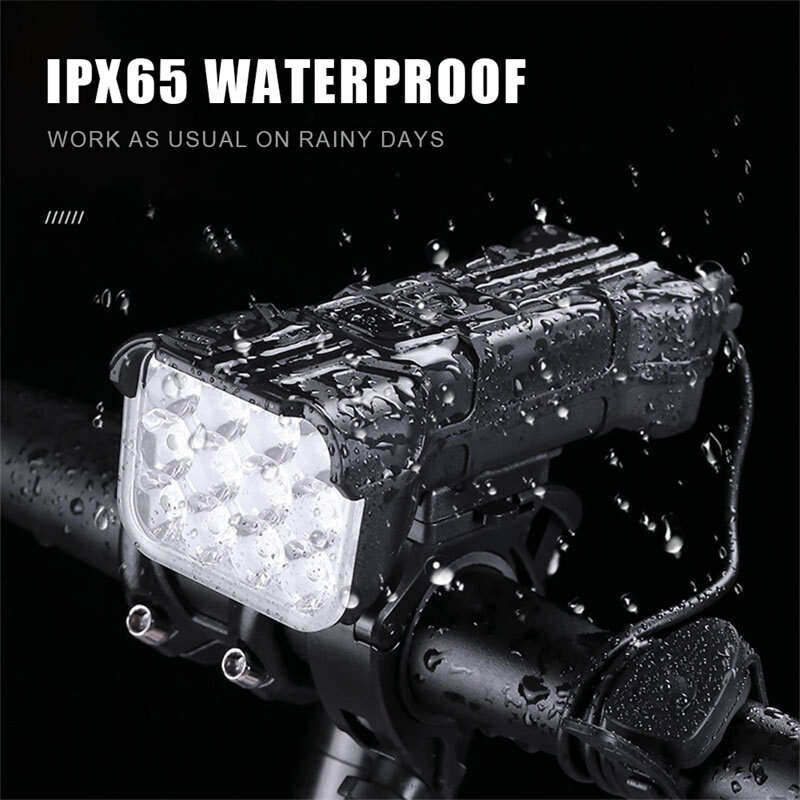 3 in 1 Multifunctional Bike Headlights 12 LED Beads 500Lm Brightness 140dB Bell Alarm 1800mAh Batter