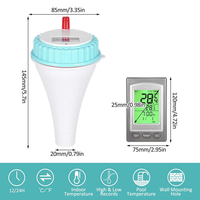 Solar-Powered Wireless Floating Pool Thermometer High Precision Sensor Long-Range Connectivity Easy