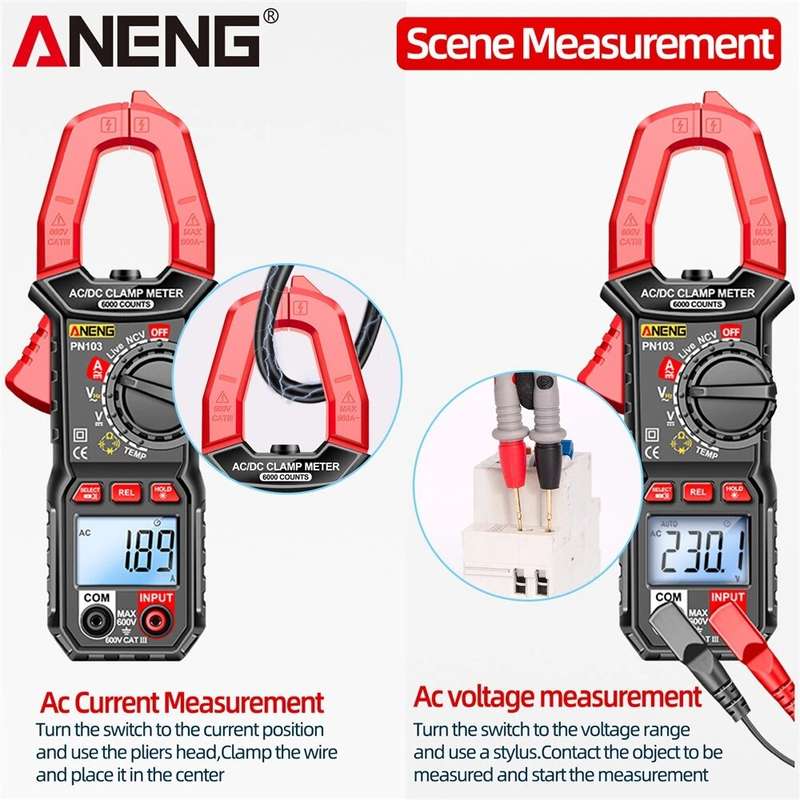 ANENG PN103 Digital Clamp Meter AC/DC Current Professional Multimeter 6000 Counts True RMS Tester Me