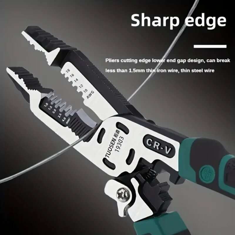 1PCS Multi-Purpose Vanadium Steel Electrician Pliers Multifunctional Wire Stripping Cutting Pulling