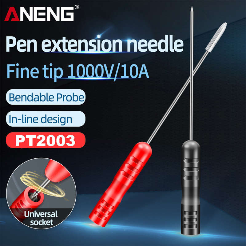 ANENG PT2003 2pcs Multimeter Test Lead Extention Piercing Needle Tip Probe 1000V 10A Red/Black Insul