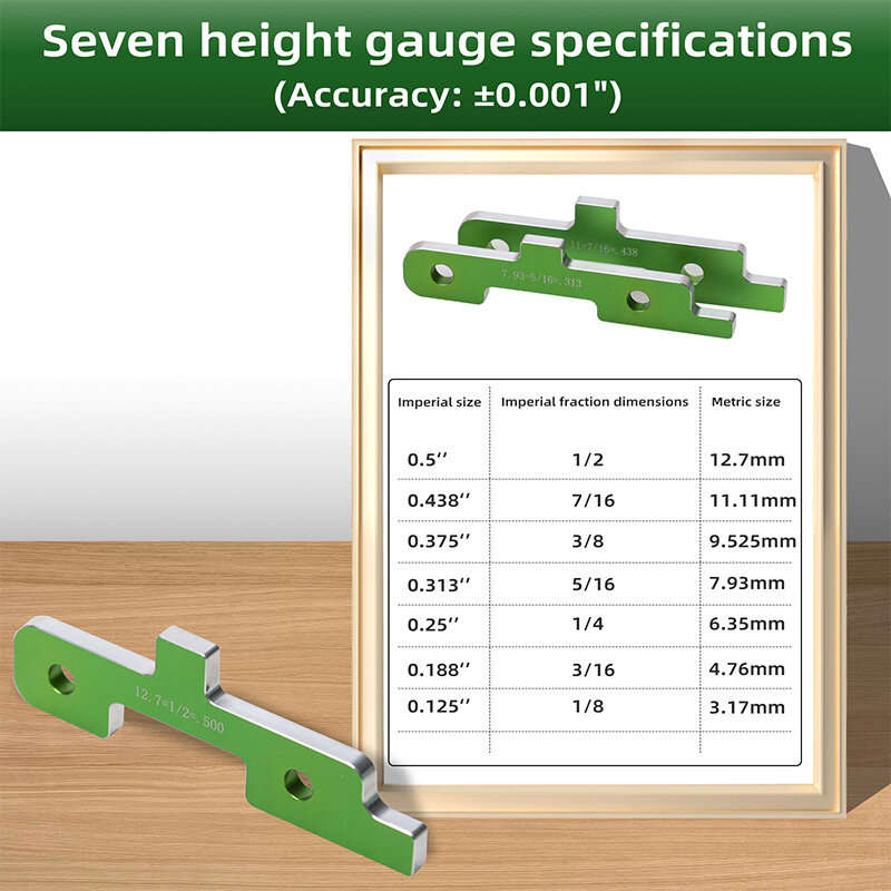7PCS Setup Blocks Woodworking Mesurement Module with Inch and Fractional Measurements Heavy Duty Ste