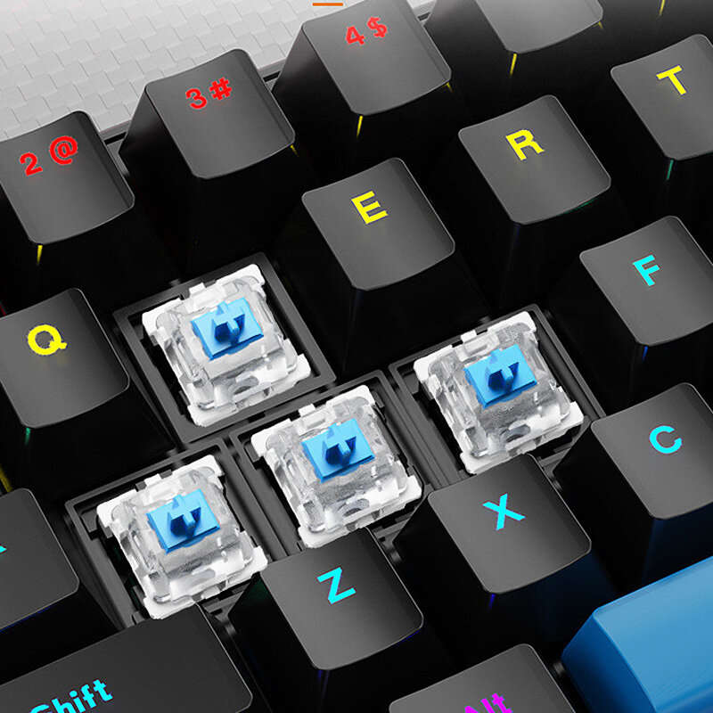 Skylion K68 Wired Mechanical Gaming Keyboard 68 Keys Blue Switch RGB Backlit NKRO Type-C Ergonomics