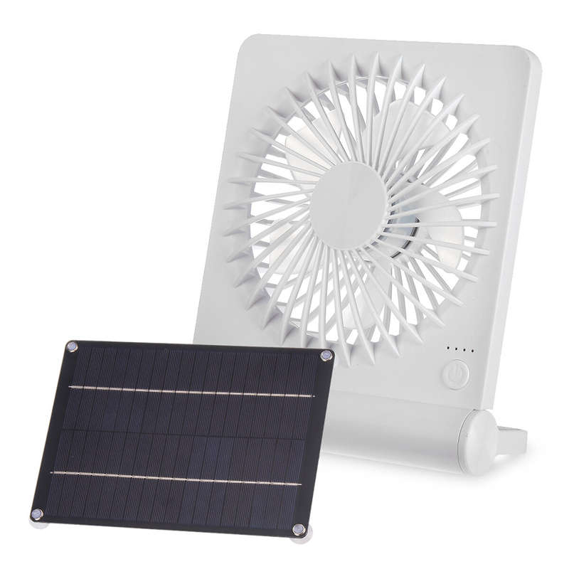 3 Speeds 5V 6W Portable Rechargeable Fan Battery Operated Fan Solar Panel Powered For Household Camp