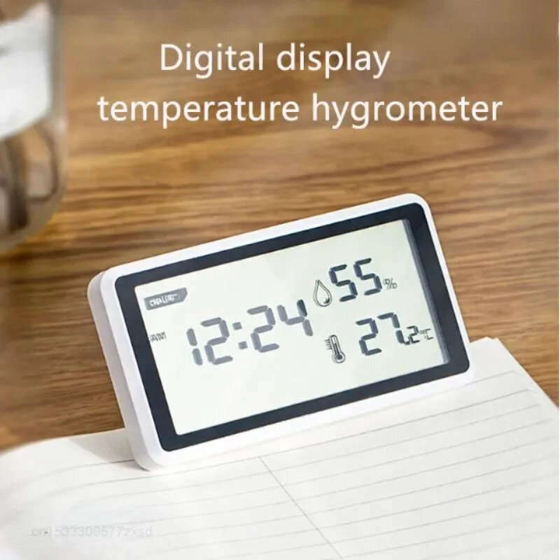 Deli Electronic Thermometer Hygrometer Weather Station with High Precision 0.1 Temperature Humidity
