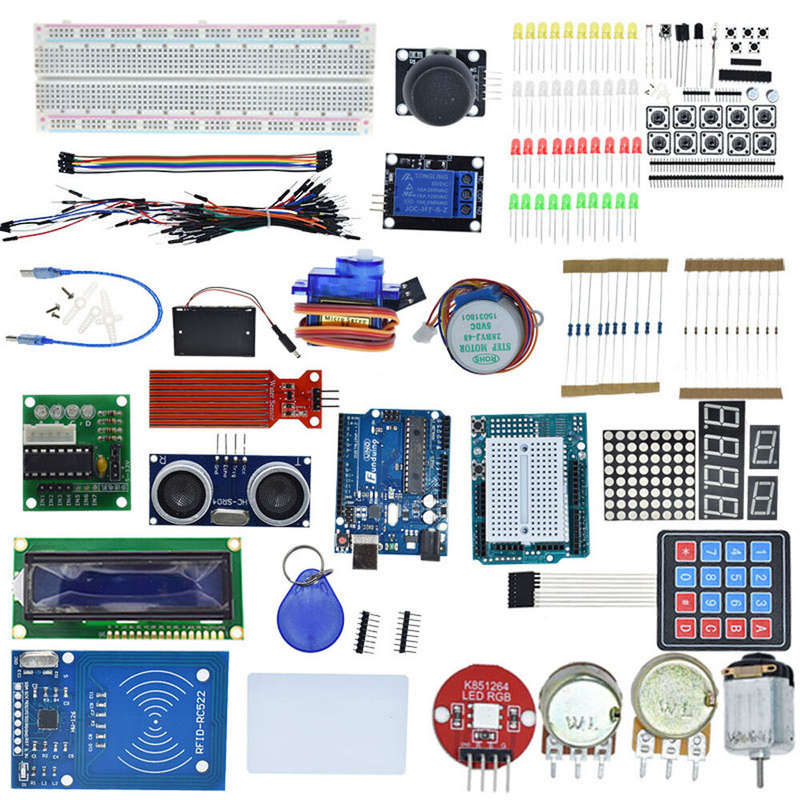 Starter Kit for Arduino UN0 R3 - UN0 R3 Breadboard and Holder Step Motor / Servo /1602 LCD / Jumper