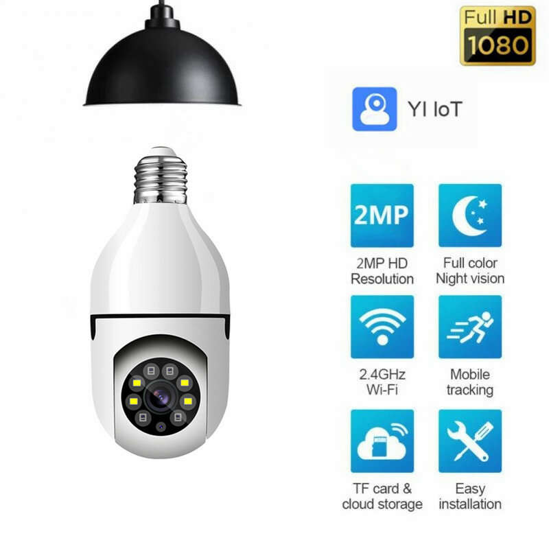 E27 Light Bulb Camera Full Color Night Vision Wireless Wifi Camera Smart Security Camera 1080P 360 R
