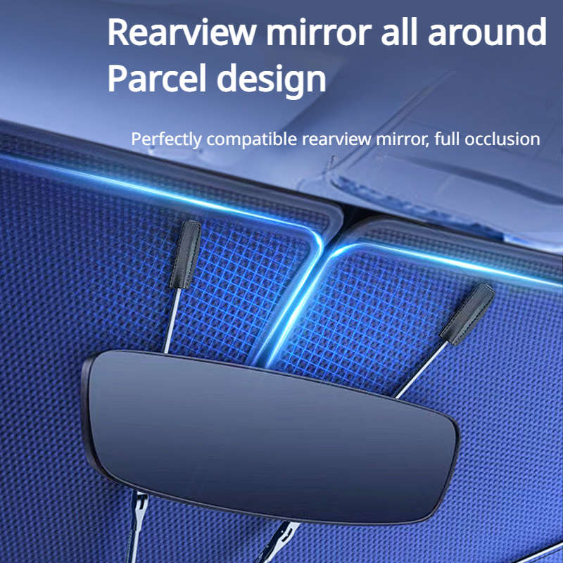 Car Sunshade Umbrella V-neck Telescopic Sun Shield Car Front Windshield Umbrella Sunscreen Insulatio