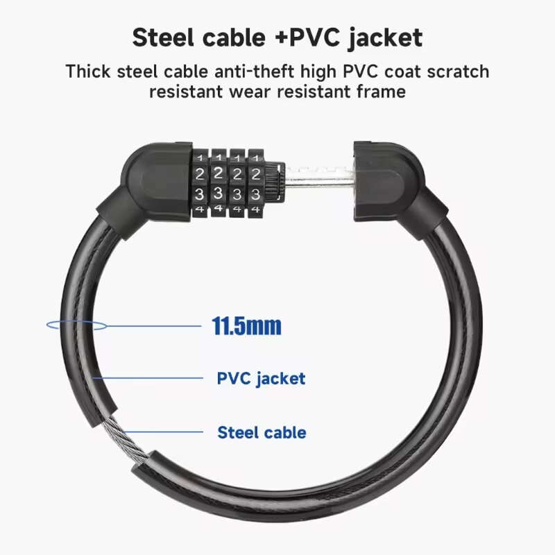 BENGGUO Bike Cable Lock 4-Digit Combination Password High Security Waterproof Bicycle Chain Lock for