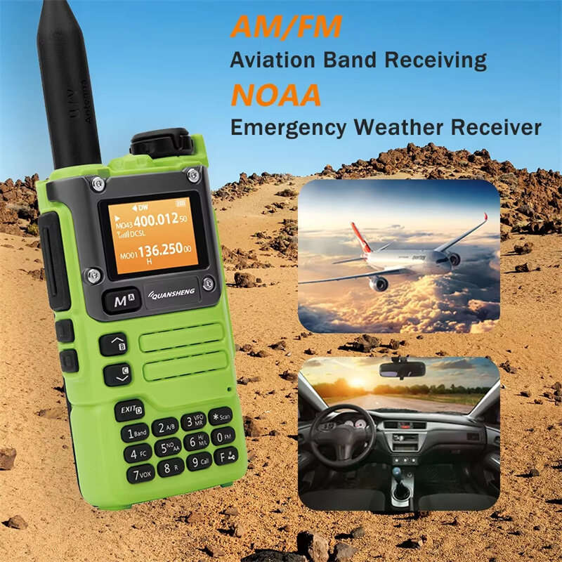 Quansheng UV-K6 Walkie Talkie 5W Green Air Band FM 50-600MHz VHF/UHF Wireless Frequency Two Way Radi