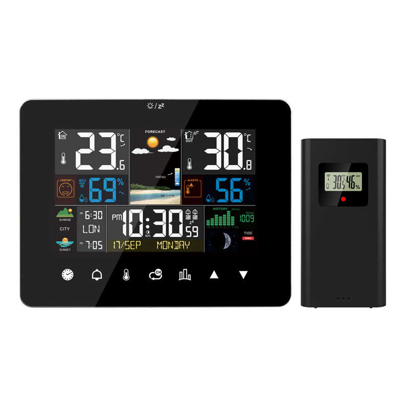 2022 Newest FanJu Weather Station Touch Screen Wireless Indoor Outdoor Thermometer Table Clock with