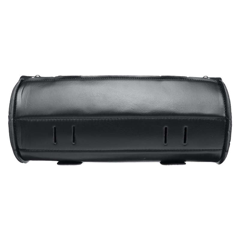Motorcycle PU Leather Black Tool Bag Front Fork Handlebar Saddlebags Roll Barrel Style