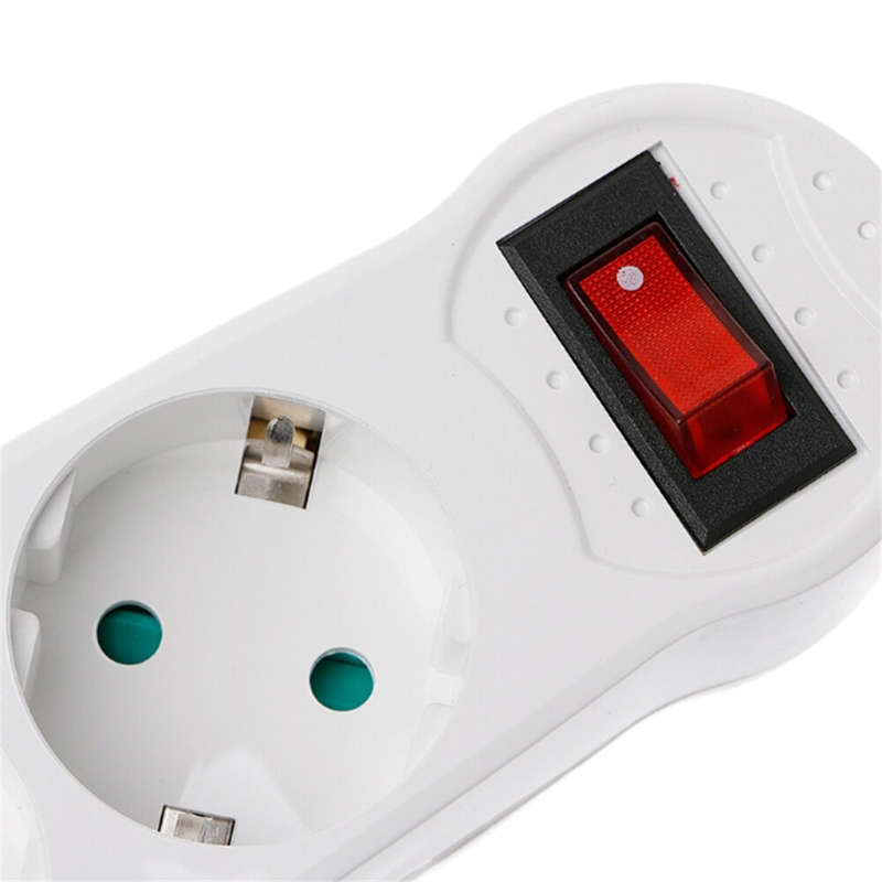 1PCS Dual USB Ports 1 to 3 Way EU Standard Power Adapter Socket Strip Porous Terminal Board 16A Conv