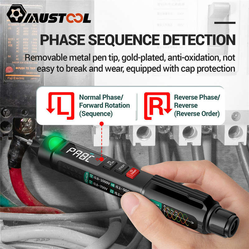MUSTOOL A008 Digital Multimeter Auto Sensor Pen 6000 Counts Non-contact Voltage Tester VA Color Reve