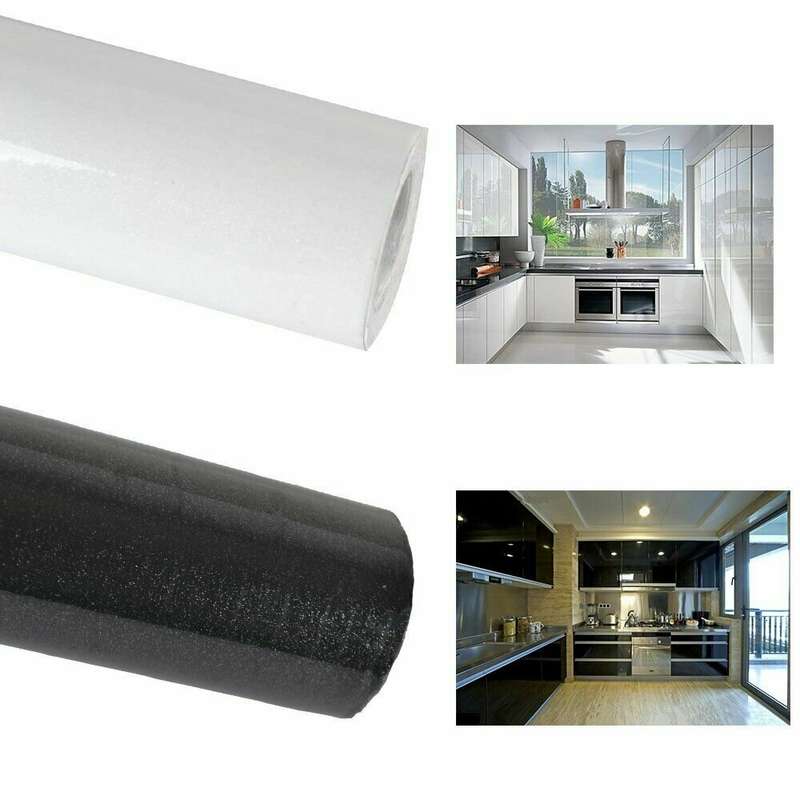 DIY Decorative Film Gloss Wall Stickers Kitchen Cabinet Cupboard Wardrobe Covering Self-adhesive Wal
