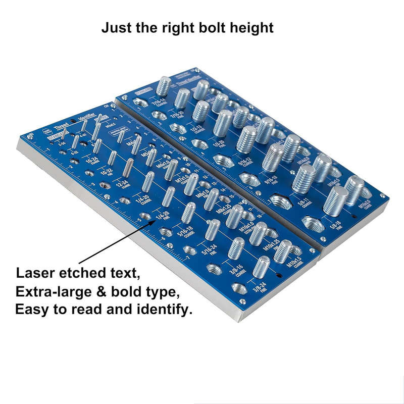 38 2 in 1 Nut and Bolt Thread Checker Bolt Size and Thread Identifier Gauge Standard and Metric Bolt