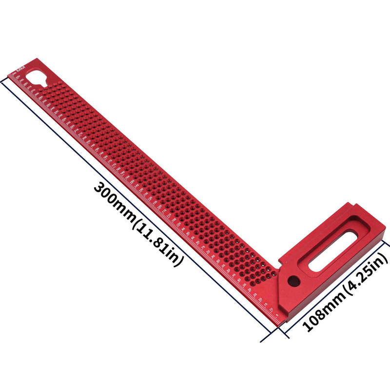 FNICEL 300mm Woodworking Scriber Precision Woodworking Square Aluminum Framing & Mitre Square L-type
