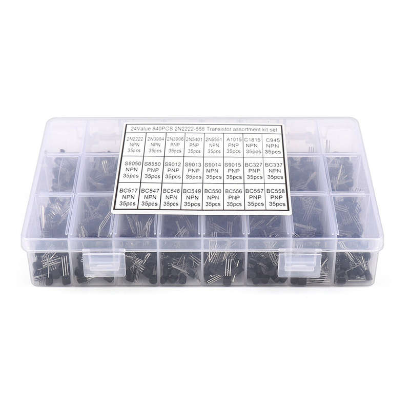 840PCS TO-92 Diode Transistor Set 24 Values 35pcs/value NPN PNP Lead Transistors Assorted Kit