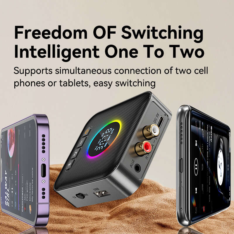 3 in 1 Digital Display bluetooth 5.4 Audio Transmitter Receiver FM Modulator Transmitter 3.5MM AUX R