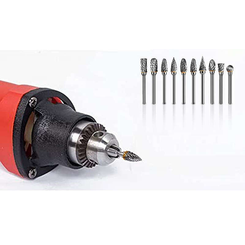 New 10 pcs 1/8" Shank Tungsten Carbide Milling Cutter Rotary Tool Burr Double Diamond Cutting Rotary