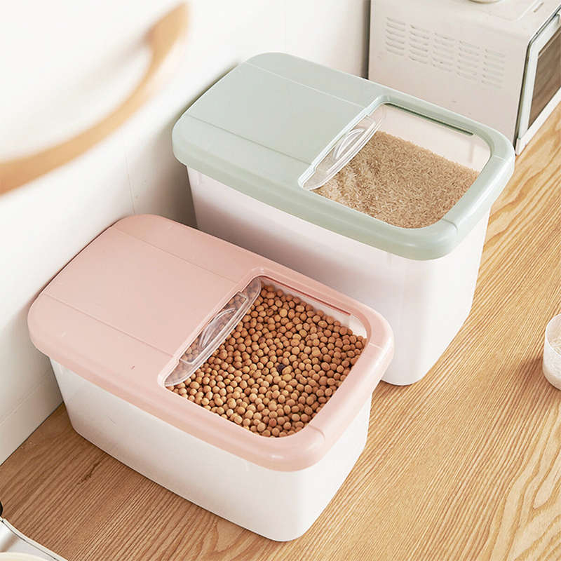 Rice Storage Box Sealed Moisture-Proof Large Capacity Grain Flour Container Kitchen Rice Storage Bar