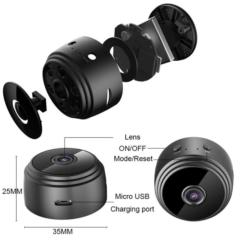 A9 Wireless 1080P HD WiFi Camera Rechargeable Battery Magnetic Mount Remote Viewing Multi-User Suppo