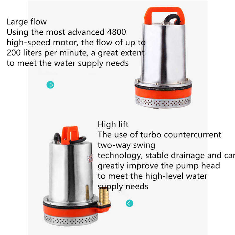 DC 12V 50L/M Water Pump Submersible Well Pump Swimming Pool Pond Flood Drain