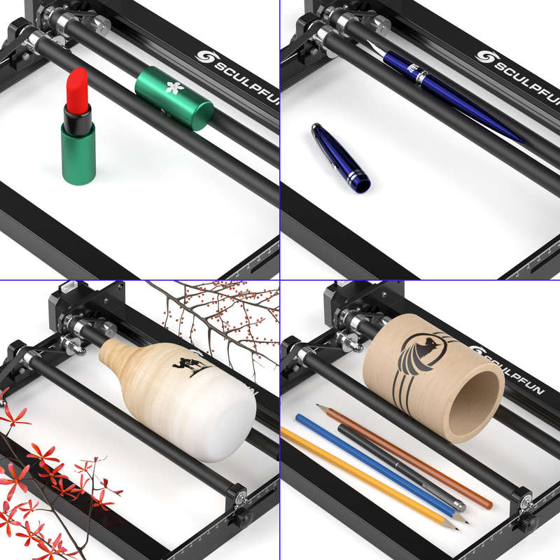 SCULPFUN Laser Rotary Roller for S9 Laser Engraver Y-axis Roller 360 degree Rotating for 6-150mm Eng