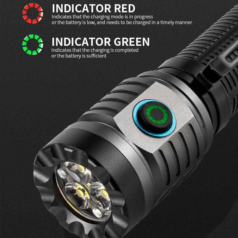 3* XHP360 LED 1500LM Flashlight 18650 Powerful Torch Type-C Fast Charging Lamp High Power LED Flashl