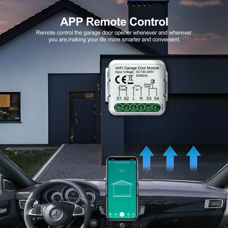 Tuya Smart WiFi Garage Door Sensors Opener Controller 100V-240V Voice Remote Control Switch support